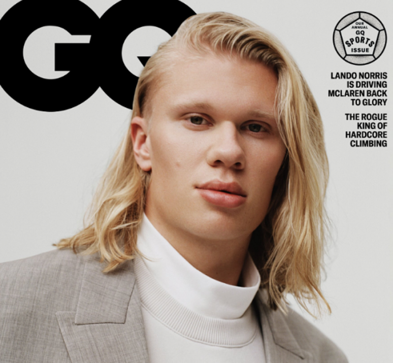 Haaland é o novo destaque da revista britânica GQ (Foto: Reprodução)