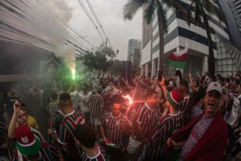 Fluminense foi recebido com festa em Vitória (Foto: Marcelo Gonçalves / Fluminense)