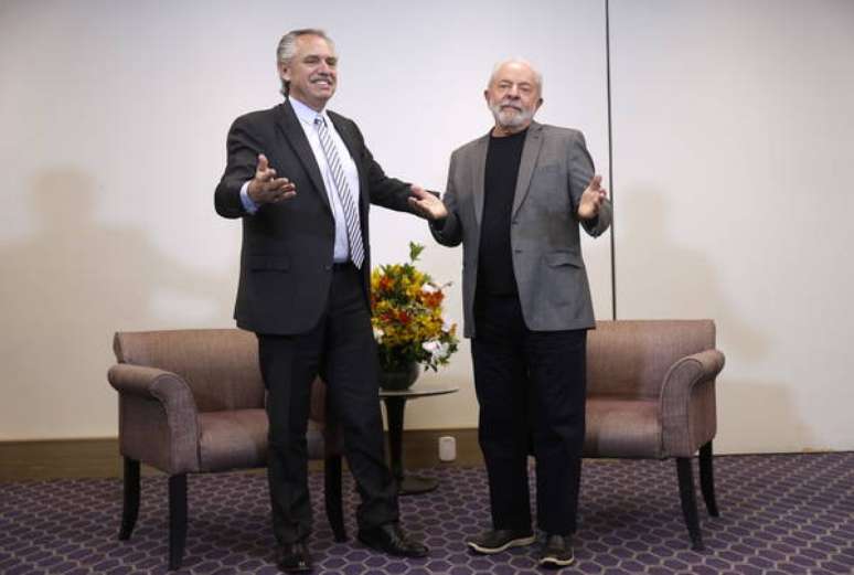 Alberto Fernández e Lula durante encontro em outubro, em São Paulo