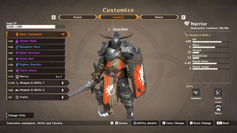 Personagens de Warlander podem ser customizados antes da batalha