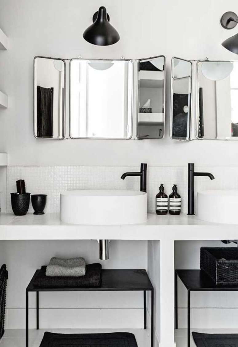 3. Acess&oacute;rios para lavabo moderno em preto e branco &ndash; Foto Decor Facil