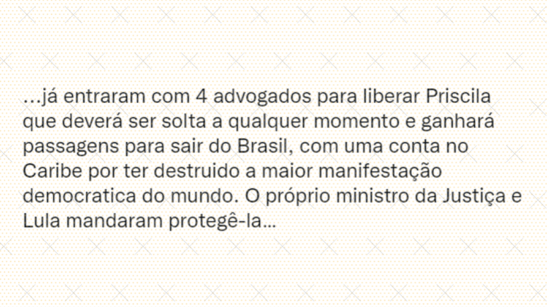 Tweet acusa Ana Priscila Azevedo de ser infiltrada