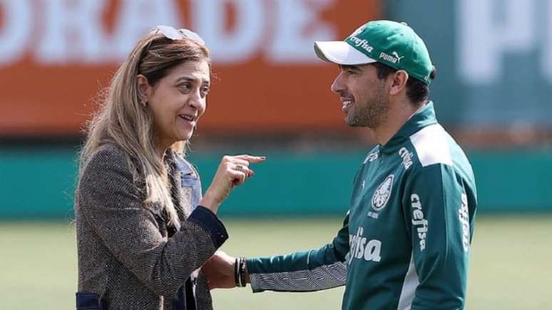 Presidente do Palmeira, Leila Pereira, ao lado do técnico Abel Ferreira (Foto: Cesar Greco/Palmeiras)