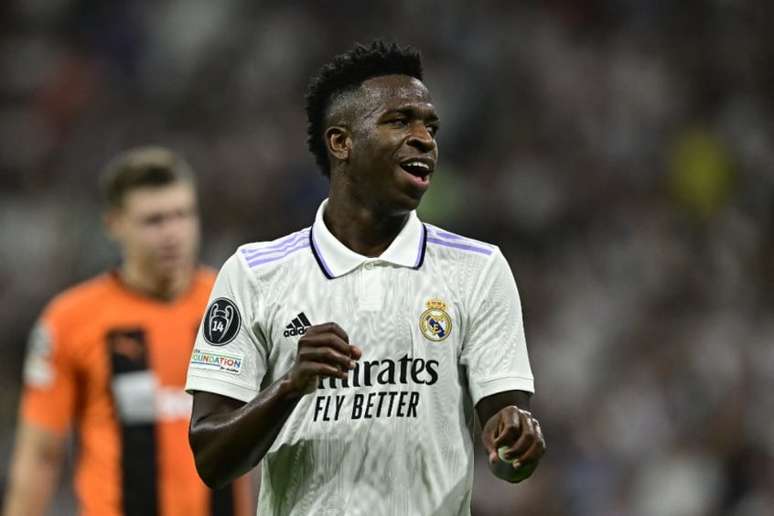 Vini Jr é vítima de ataques antes do clássico contra o Atlético de Madrid (Foto: JAVIER SORIANO / AFP)