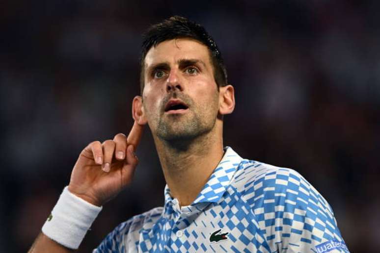 Djokovic durante uma partida do Aberto da Austrália