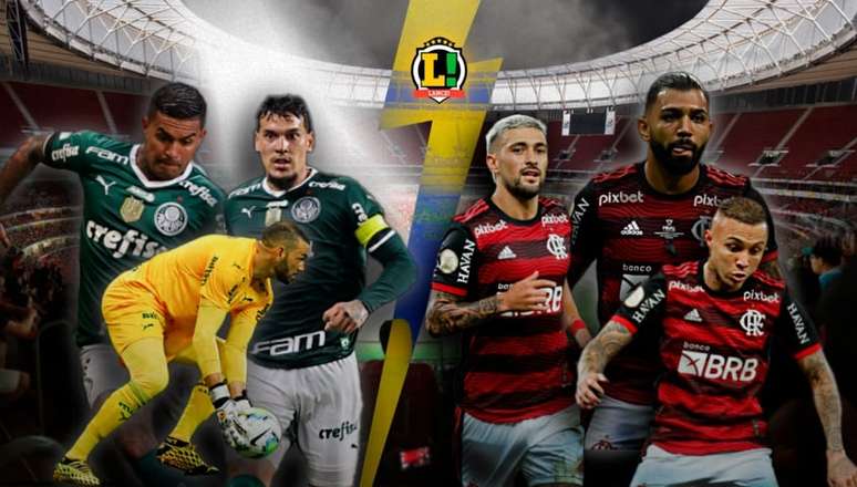 Palmeiras e Flamengo se enfrentam em mais uma decisão de título (Foto: Arte Mirella Bicego/LANCE!)