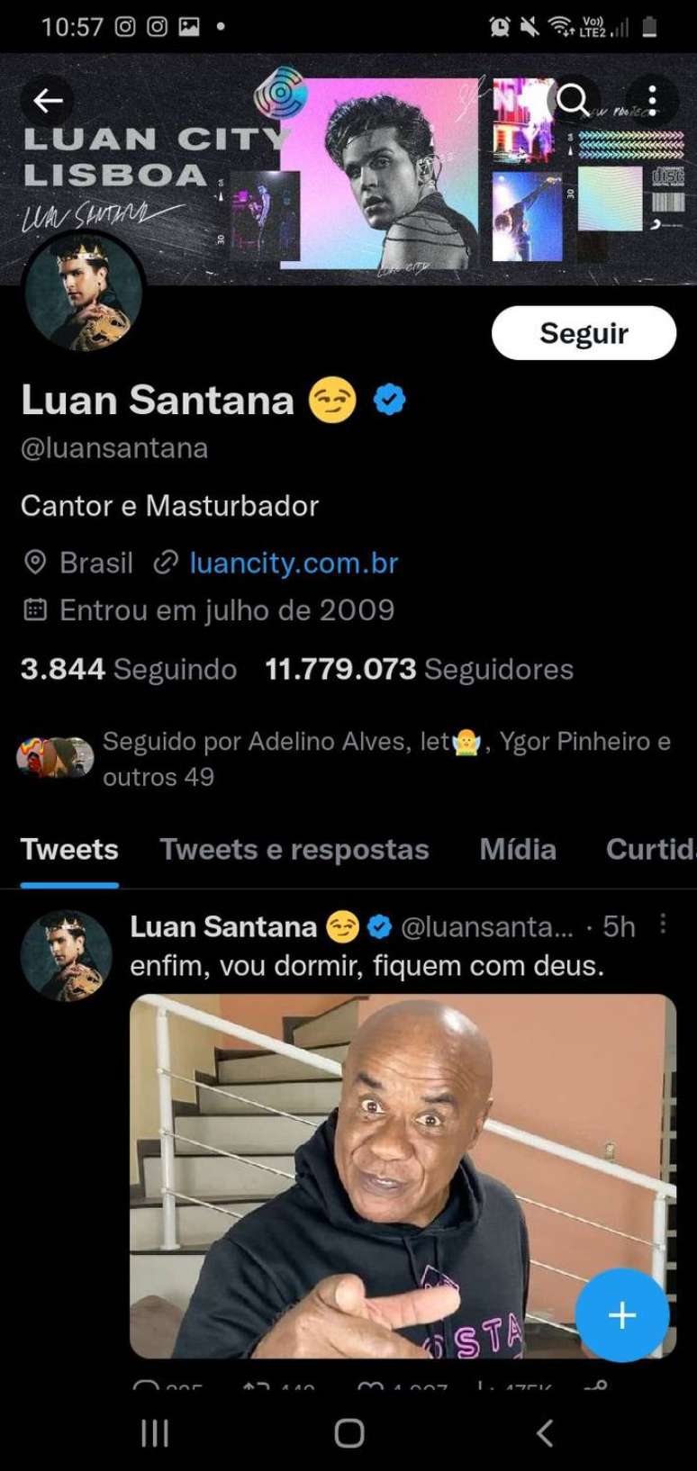 A conta de Luan Santana no Twitter