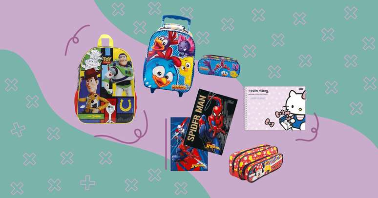 15 school supplies with prints of children’s favorite characters