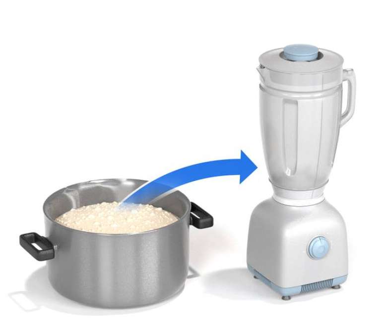 Molhos &agrave; base de roux que empelotaram podem ser consertados se liquidificados.