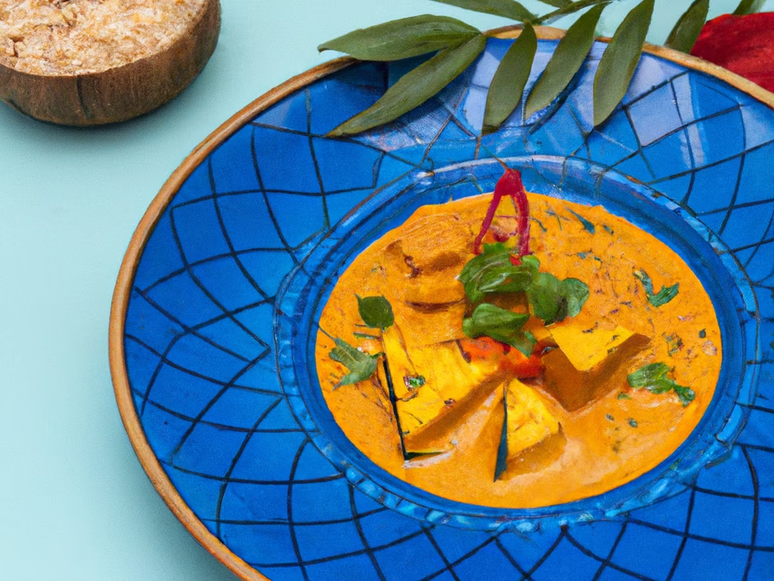 Imagem de moqueca vegana criada por intelig&ecirc;ncia artificial.