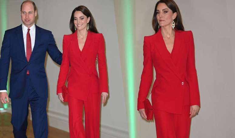 Kate Middleton surge com look vermelho exuberante e vai te inspirar a usar a cor no trabalho. Fotos!.