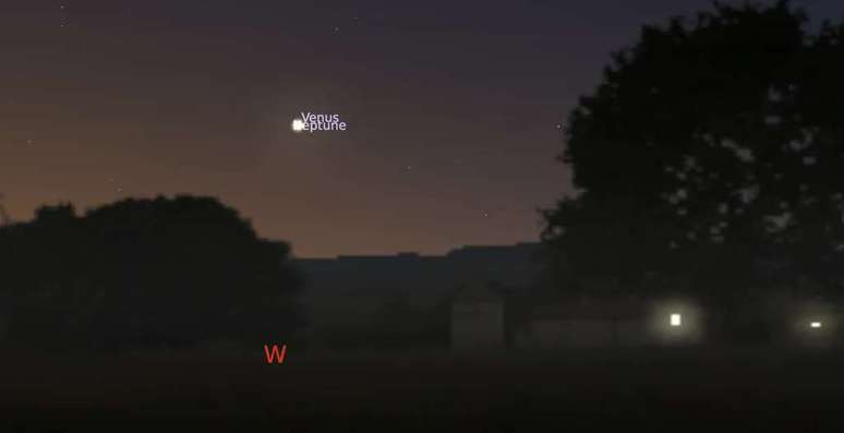 Venus and Neptune conjunction in the early evening of February 15 (Image: Screenshot/Stellarium)