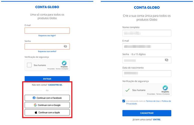 How to vote for the BBB: First create a free Globo account to vote for the program (Screenshot: Caio Carvalho)