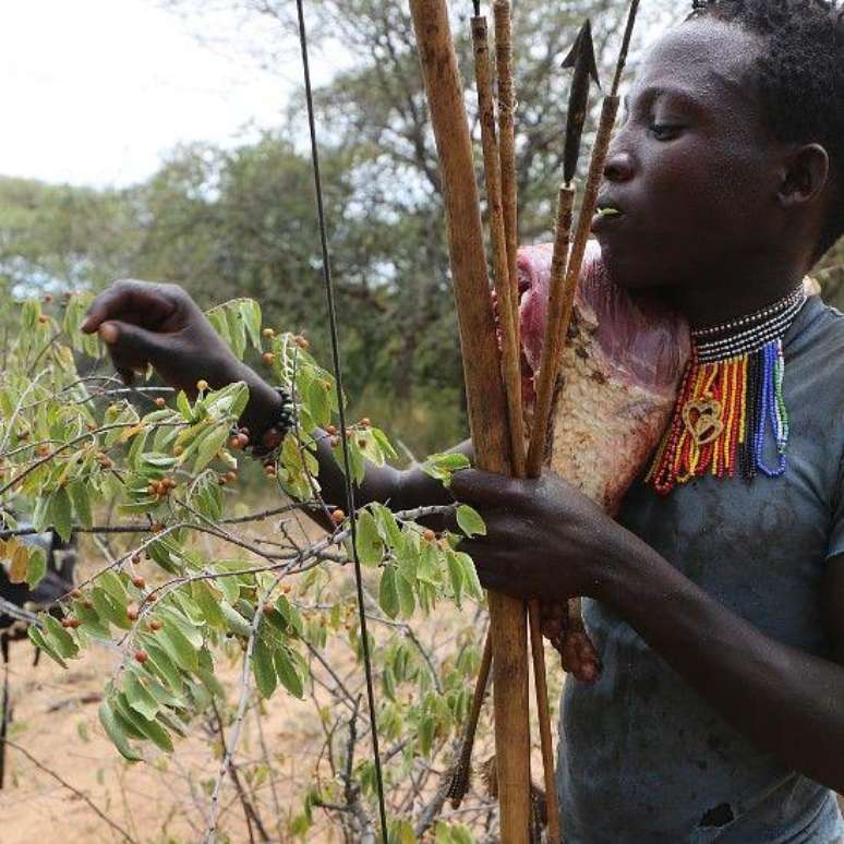 Os hadza na Tanz&acirc;nia t&ecirc;m um card&aacute;pio que pode incluir mais de 800 esp&eacute;cies de plantas e animais