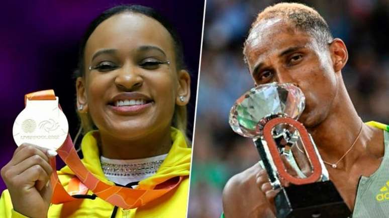 Rebeca Andrade e Alison dos Santos conquistaram medalhas importantes em 2022 (Fotos: Ricardo Bufolin/ CBG e Fabrice Coffrini / AFP)