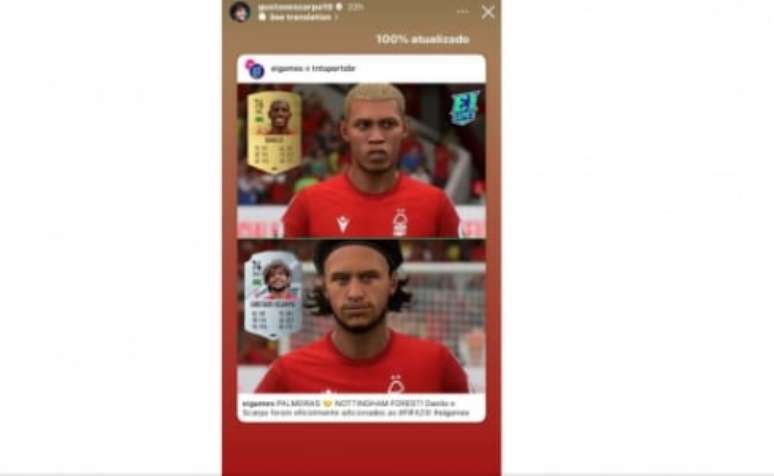 Danilo e Scarpa estão atualizados no game (Foto: Reprodução/Fifa 23)