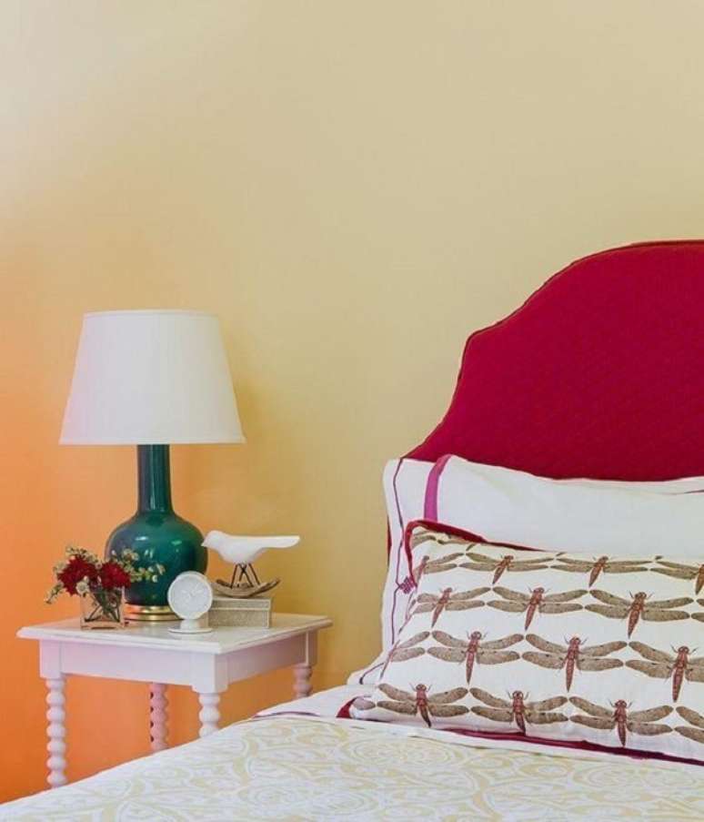 10. Parede ombre no quarto em tons de amarelo e laranja &ndash; Foto tua CAsa
