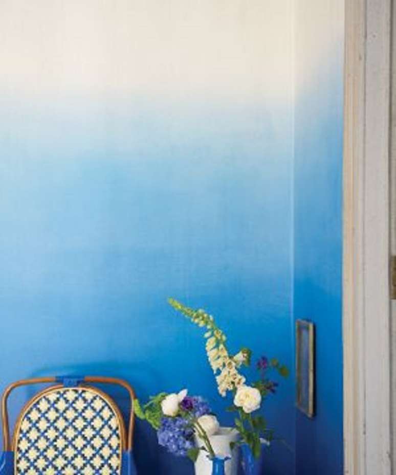 3. Parede ombre em azul para sala moderna &ndash; Foto Decor Facil