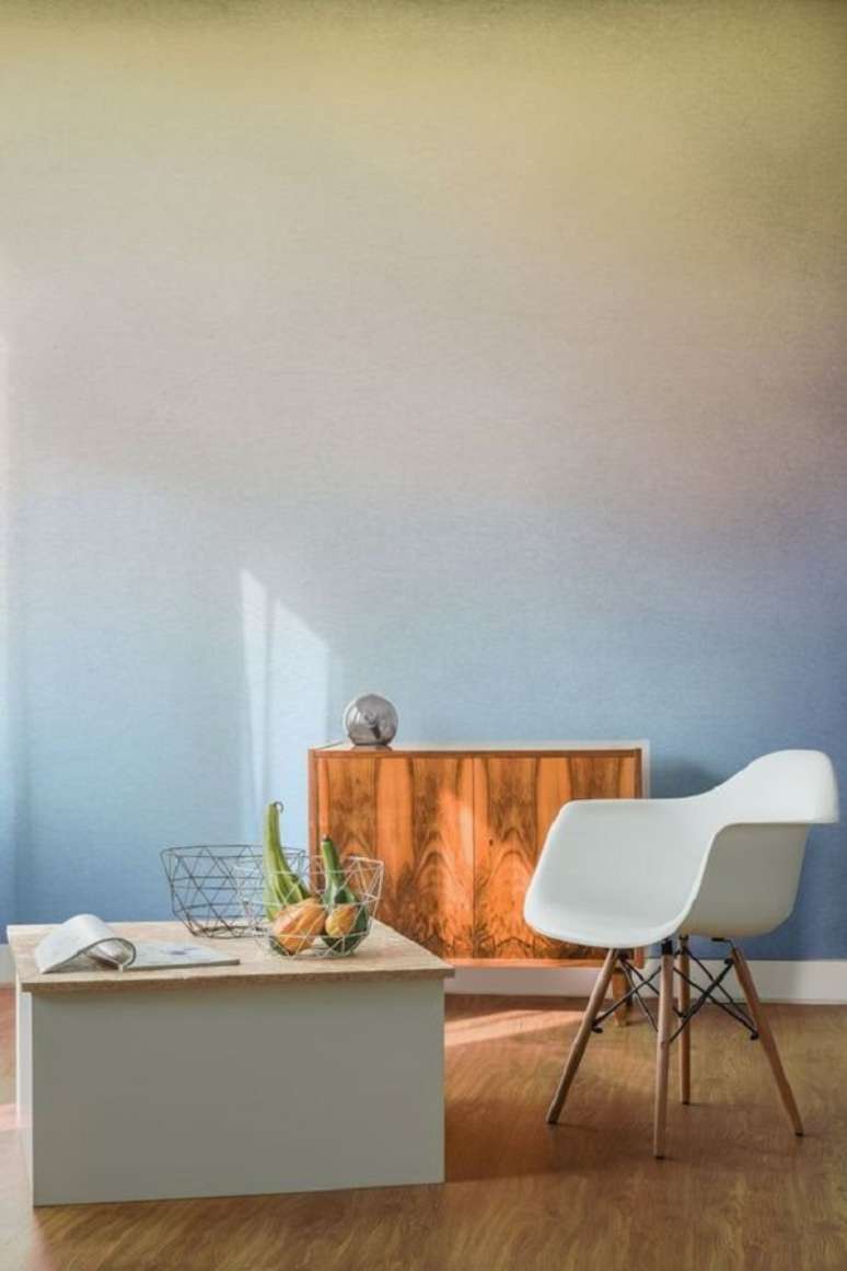 39. Parede ombre azul e amarelo &ndash; Foto House Beautifuk