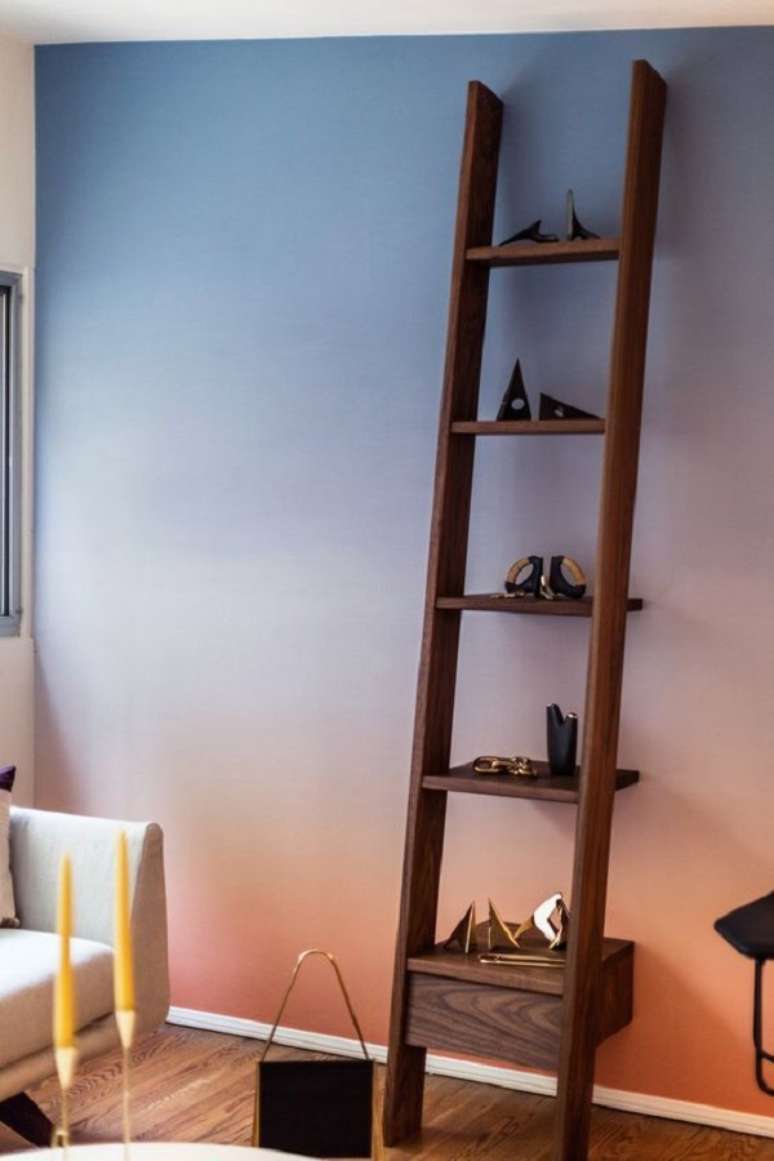 30. Sala de estar decorada com parede ombre &ndash; Foto Fashionismo