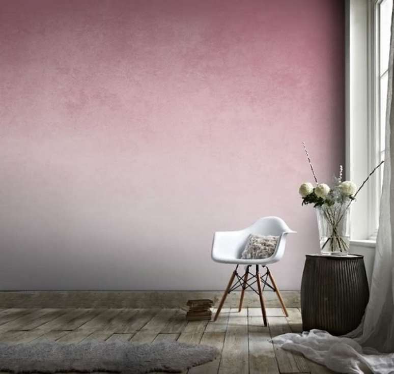 12. Parede ombre rose e branco &ndash; Foto Rhythm of the Home
