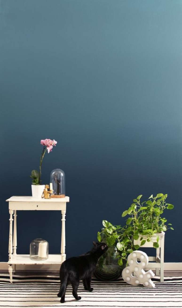 40. Parede ombre azul marinho e bege &ndash; Foto Architecture Art Design