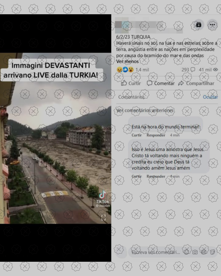 V&iacute;deo do TikTok usa imagens de enchente de 2021 na Turquia como se fossem registros da destrui&ccedil;&atilde;o do terremoto recente