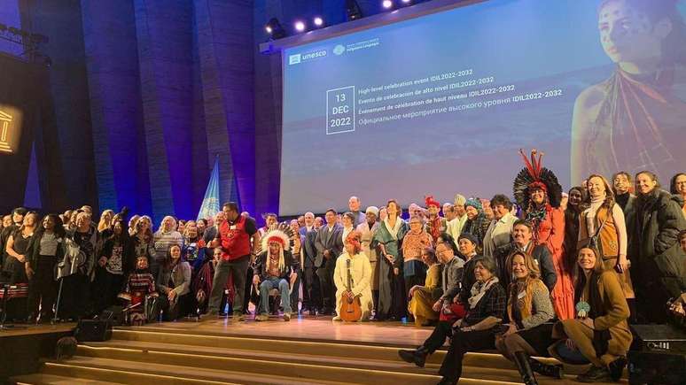 Abertura da Década Internacional das Línguas Indígenas na Unesco, em Paris, em dezembro