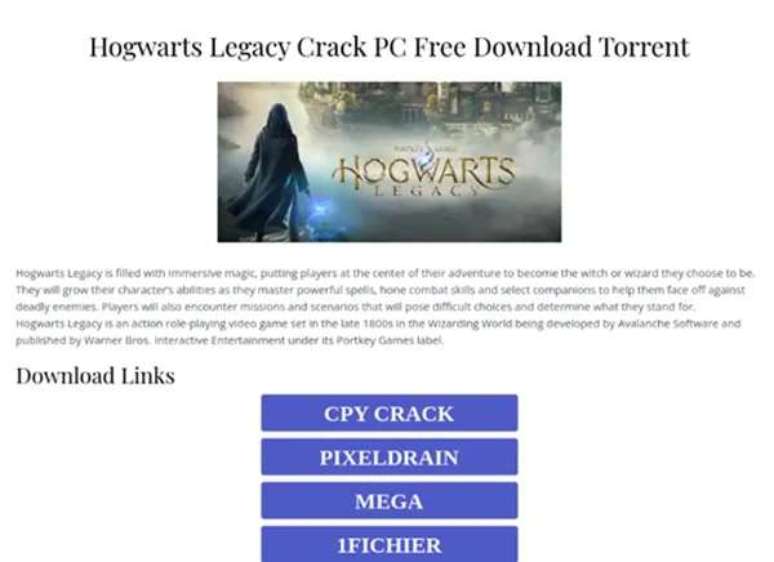 Example of a tainted Hogwarts Legacy offering (Image: Reproduction/Kaspersky)
