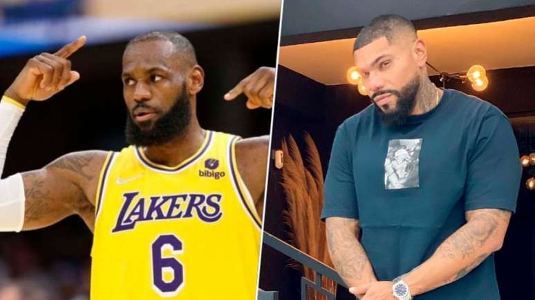 Naldo Benny parabenizou LeBron James por recorde na NBA (Divulgação/ Instagram e AFP)