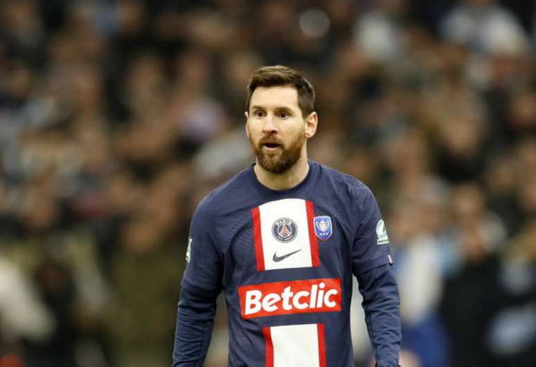 Messi durante uma partida entre PSG e Marseille