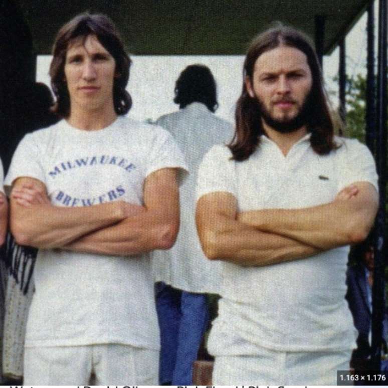 Waters e Gilmour no tempo que já tretavam, mas ainda no mesmo barco