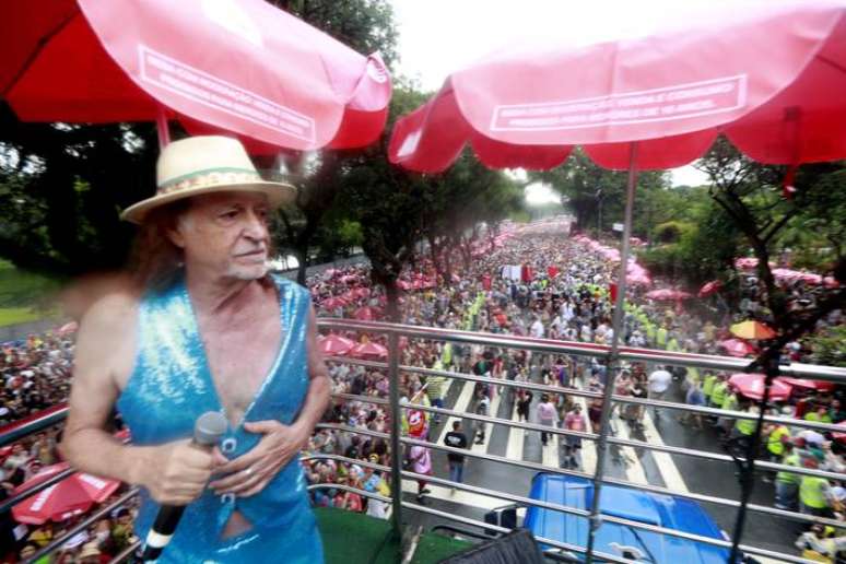 Movimentação de foliões no bloco Bicho Maluco Beleza, na região do Obelisco, no Ibirapuera, onde o cantor Alceu Valença se apresentou ao público.