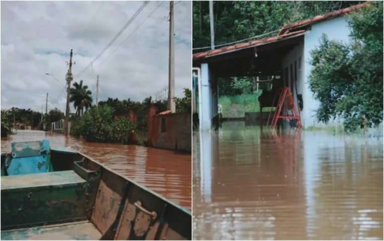 Bairros estão alagados na zona rural de Boituva, interior de São Paulo. Moradores são removidos das casas com o auxílio de barcos.