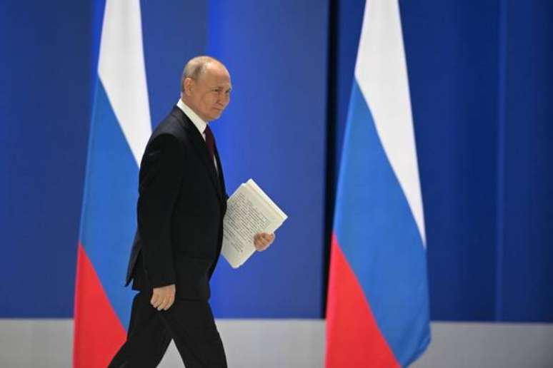 Presidente Vladimir Putin chega à Assembleia Federal para discurso sobre o estado da nação