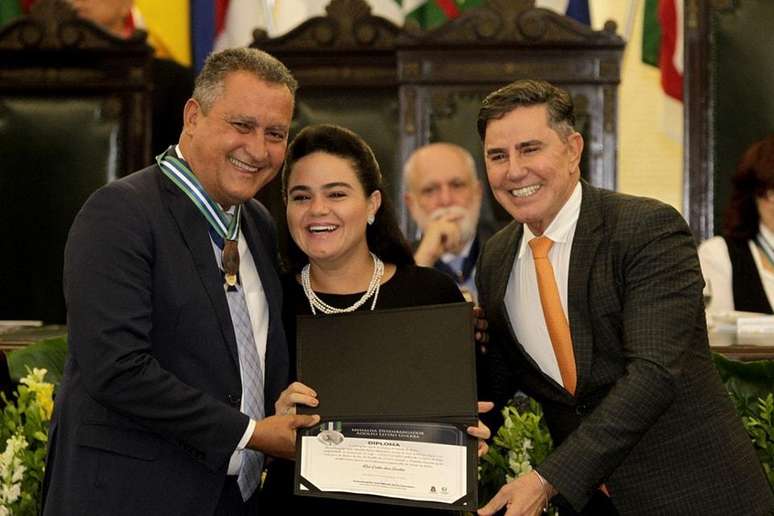 Rui Costa com a esposa no abertura do 90º Encontro Nacional de Corregedores Gerais de Justiça e do 2º Fórum Nacional Fundiário.