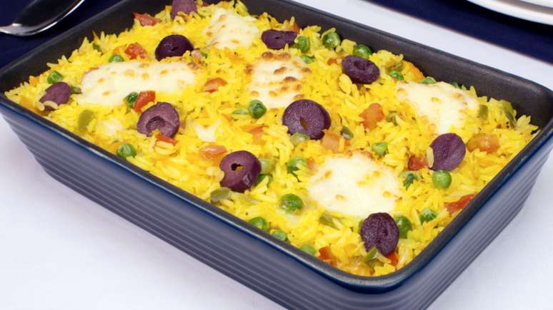 Arroz de forno com legumes e catupiry