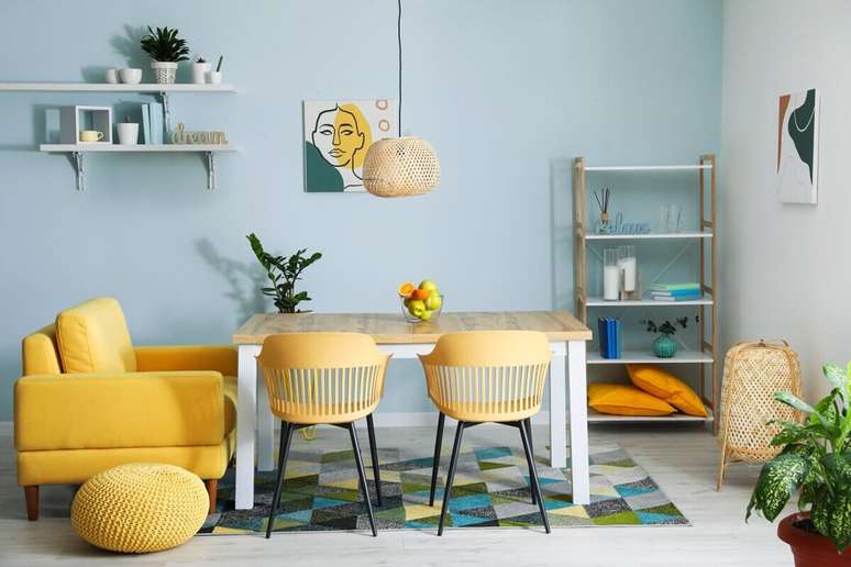 The soft blue hue encourages creative thinking 