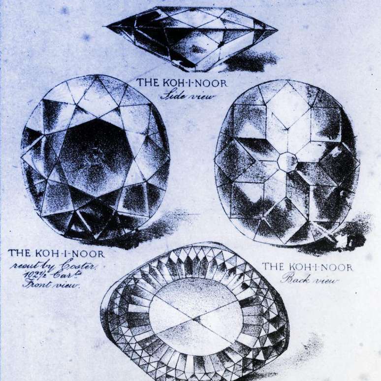 Ilustrações do diamante Koh-i-Noor que datam de cerca de 1860