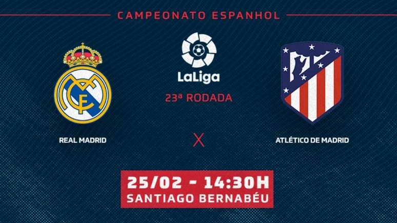 Real Madrid e Atlético de Madrid se enfrentam neste sábado (Arte: LANCE!)