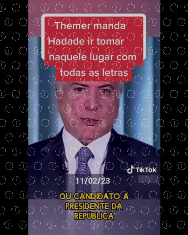 Vídeo de 2018 em que Michel Temer responde a críticas de Haddad circula fora de contexto