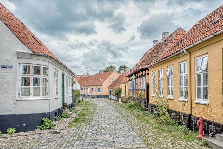 Rua pitoresca em Ebeltoft.