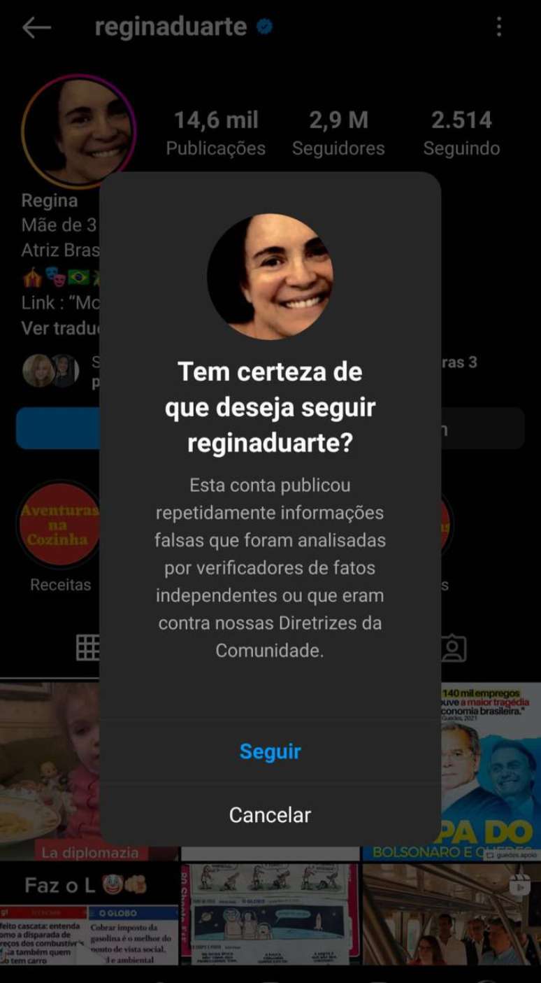 Regina Duarte Gets Retribution From Instagram After Sharing False Information