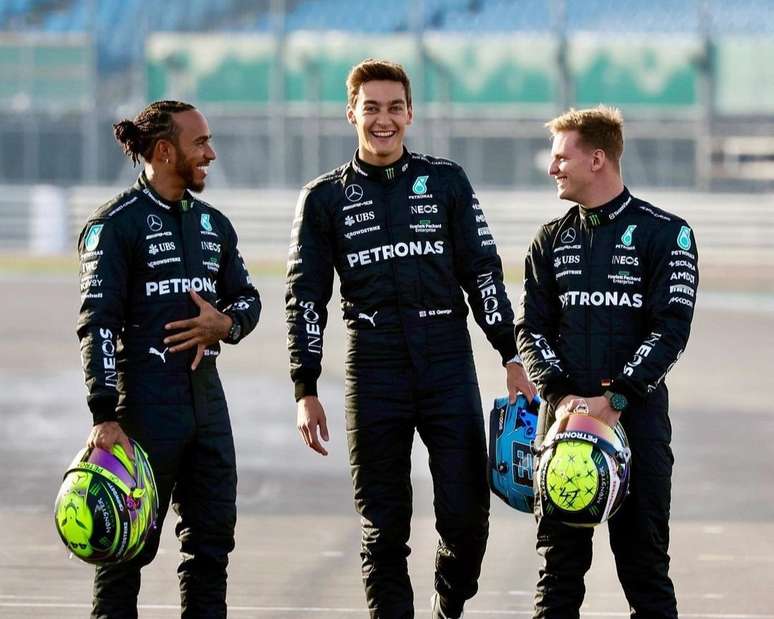 Hamilton e Russell seguem com a dupla da Mercedes. Mick Schumacher será o reserva