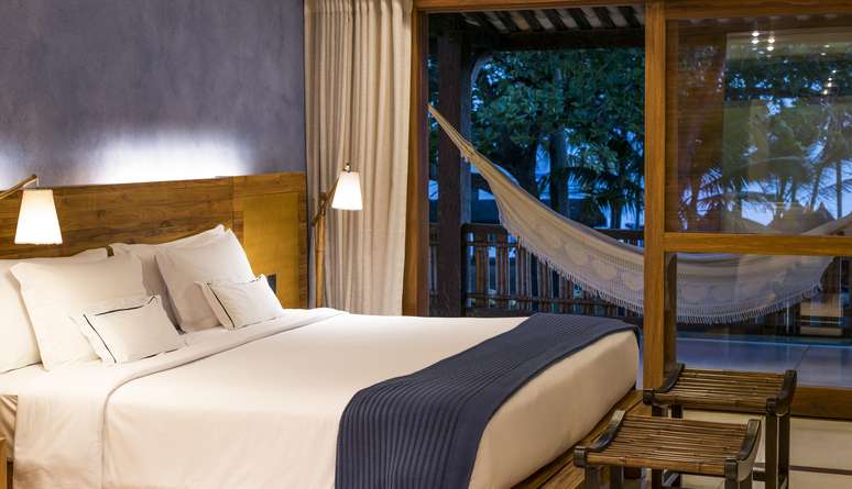 Quarto da categoria Deluxe Ocean View: caiu na rede &eacute; relax.