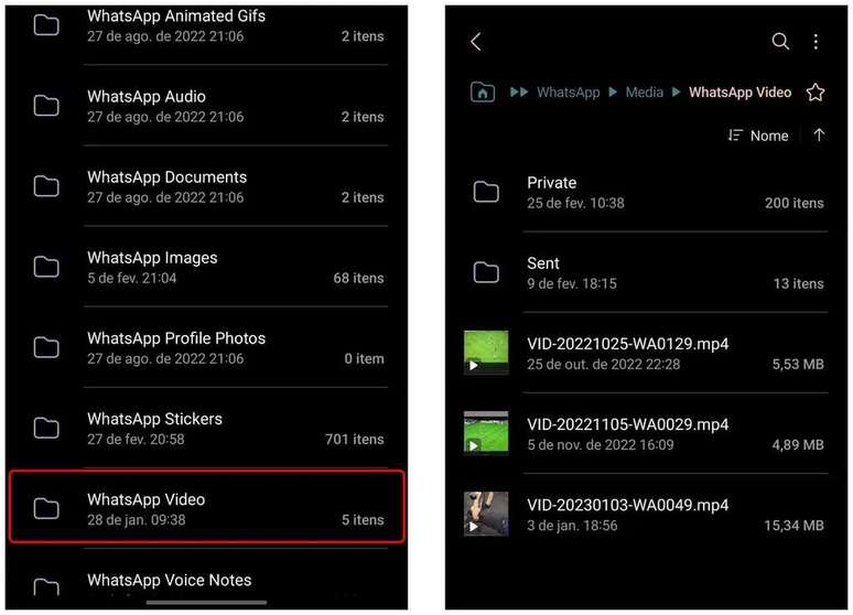 Access archived videos from WhatsApp on Android mobile (Image: Thiago Furquim/Canaltech) Access archived videos from WhatsApp on Android mobile (Image: Thiago Furquim/Canaltech)