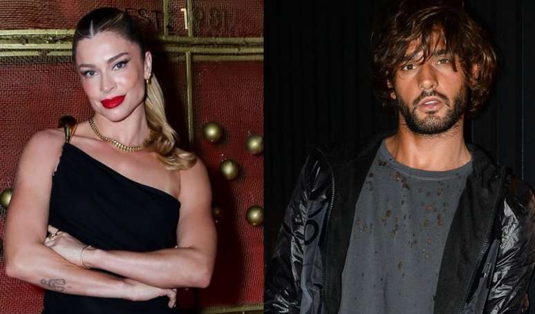 Grazi Massafera e Marlon Teixeira trocaram beijos em aeroporto.