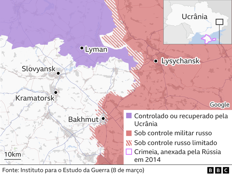 Mapa de Bakhmut 