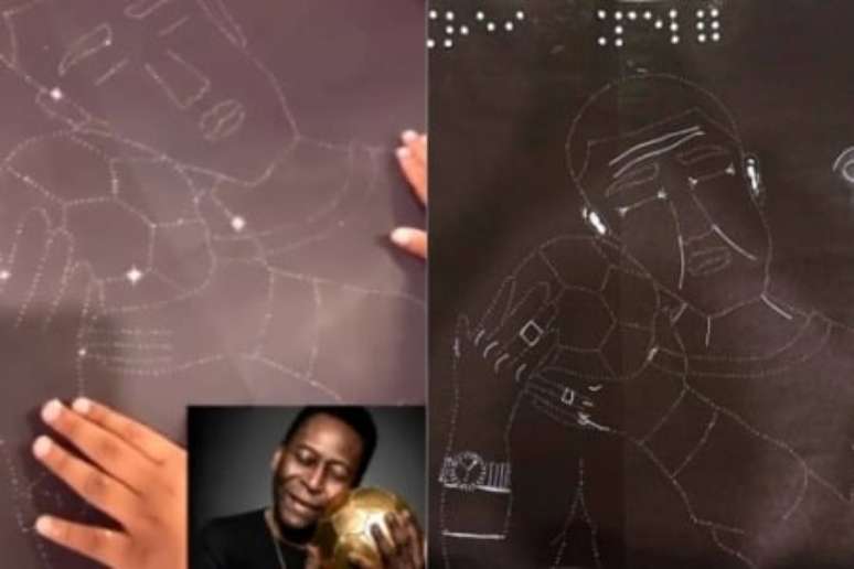 Desenho mostra rosto de Pelé para criança cega (Foto: Reprodução/Internet)