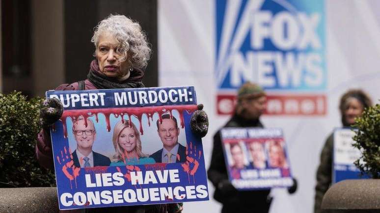 The revelations sparked protests in front of Fox News headquarters. The revelations sparked protests in front of Fox News headquarters.